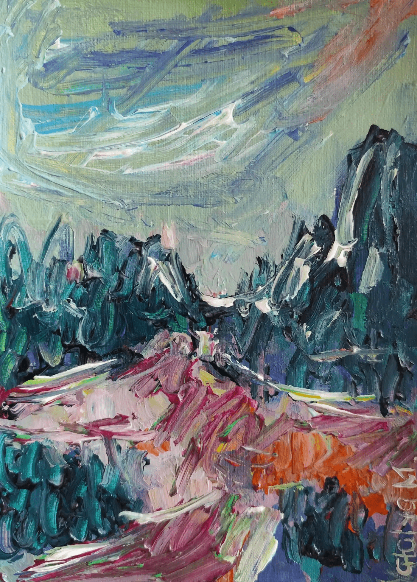 New Arrivals: Contemporary small abstract impressionist painting on paper - ARABELART