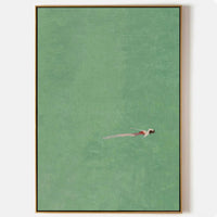 Customization Hotel Artwork Swimming Into the Sea Green Ocean Painting Vintage Retro Green Minimalist Landscape Art AR1479